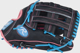Rawlings Heart of the Hide  PROR3028U-6N 12.5" Contour Fit Outfield Black/Columbia Blue/ Pink
