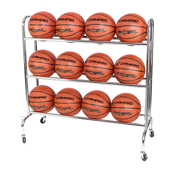 Ball Rack with Casters; Holds 18 Basketballs; 41