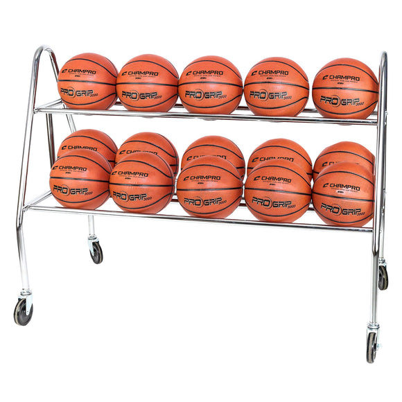 Ball Rack with Casters; Holds 15 Basketballs; 47
