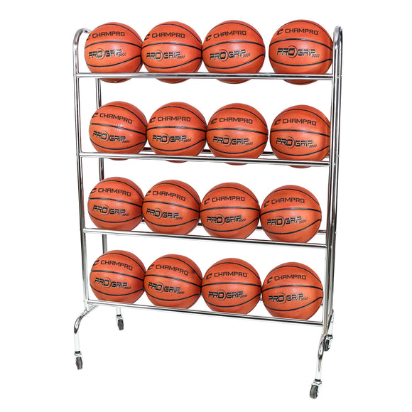 Ball Rack with Casters; Holds 16 Basketballs; 41