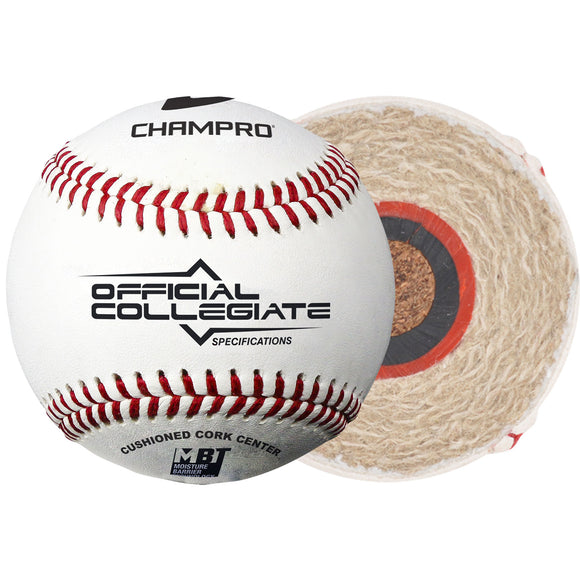 Collegiate Specification Baseball; MBT; Premium Leather Cover; Flat Seam