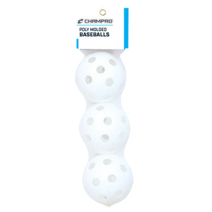 9" Poly Molded Baseball; White; 3-Pack w/Retail Packaging