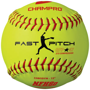 12"/0.47/Red/Synthetic/Polyurethane/375/Yellow/NFHS/Game Fast Pitch