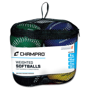 12" Weighted Training Softballs; 9, 10, 11, & 12 oz.; Retail Packaging